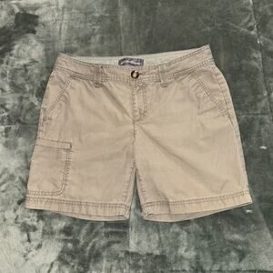 Eddie Bauer Hiking Shorts Women's 4 Tan 100% Cotton Pockets Outdoor Flat Front